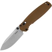 Kershaw 2052 Broadside Stonewash D2 Carbon Steel Duralock Knife Brown G10 Handles