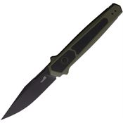 Kershaw 7951OLBLK Auto Launch 17 Black MagnaCut Clip Point Button Lock Knife OD Green Handles