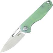 Kubey 324F Doris satin Linerlock Knife Jade G10 Handles