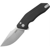 Kubey 391A Basilisk Stonewash Button Lock Knife Black G10 Handles