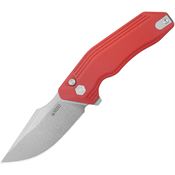 Kubey 391E Basilisk Stonewash Button Lock Knife Red G10 Handles