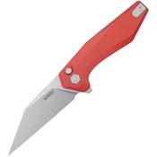 Kubey 393D Fenrir Stonewash Button Lock Knife Red G10 Handles