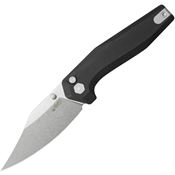 Kubey 394A Hades Stonewash Clip Point Button Lock Knife Black G10 Handles