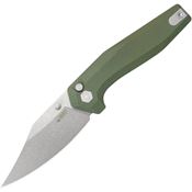 Kubey 394B Hades Stonewash Clip Point Button Lock Knife OD Green G10 Handles