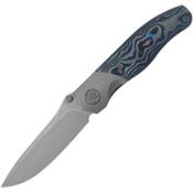Kubey 266B Velvet Snake Stonewash Drop Point Framelock Knife Damtanium Carbon Fiber Handles