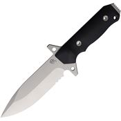 Medford 1193TQ08KB AIO-2 Tumbled Part Serrated Carbon Steel Fixed Blade Knife Black G10 Handles