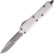Microtech 23111APCR Auto UTX-85 Apocalyptic Part Serrated Single Edge OTF Knife Silver Handles