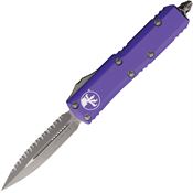 Microtech 23212APPU Auto UTX-85 Apocalyptic Serrated Double Edge OTF Knife Purple Handles