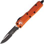 Microtech 2312OR Auto UTX-85 Two-Tone Part Serrated Single Edge OTF Knife Blue Handles