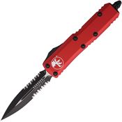 Microtech 2322RD Auto UTX-85 Two-Tone Part Serrated Double Edge Dagger OTF Knife Red Handles