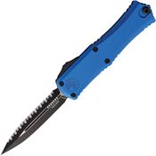 Microtech 1702M3BL Auto Hera II Mini Two-Tone Serrated Double Edge Dagger OTF Knife Blue Handles
