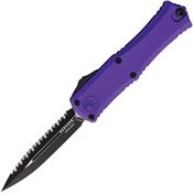 Microtech 1702M3PU Auto Hera II Mini Two-Tone Serrated Double Edge Dagger OTF Knife Purple Handles