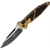 Microtech 160A1TA Auto Socom Elite Two-Tone Button Lock Knife Tan/Black Traction Handles