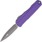 Microtech 124210APPU Auto Cypher II Apocalyptic Double Edge Dagger OTF Knife Purple Handles
