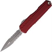 Microtech 124211APMR Auto Cypher II Apocalyptic Part Serrated Double Edge Dagger OTF Knife Merlot Handles