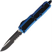 Microtech 1242BLS Auto Daytona Two-Tone Part Serrated Single Edge OTF Knife Blue Handles