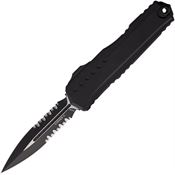 Microtech 12422T Auto Cypher II Two-Tone Part Serrated Double Edge Dagger OTF Knife Black Handles