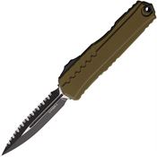 Microtech 12423OD Auto Cypher II Two-Tone Serrated Double Edge Dagger OTF Knife OD Green Handles