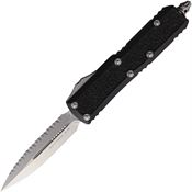 Microtech 12612S Auto Daytona Stonewash Serrated Double Edge Dagger OTF Knife Black Handles