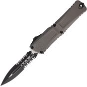 Microtech 11422NC Auto Combat Troodon Gen III Two-Tone Part Serrated Double Edge Dagger Knife Gray Handles