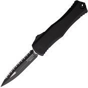 Microtech 17023T Auto Hera II Two-Tone Serrated Double Edge OTF Knife Black Handles