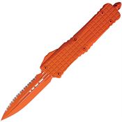 Microtech 1423CTCORS Auto Combat Troodon Delta Orange Serrated Dagger Knife Orange Frag Handles
