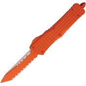 Microtech 1443CTCORS Auto Combat Troodon Orange Serrated Tanto OTF Knife Orange Frag Handles