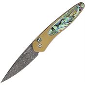 Pro Tech NC004 Auto Newport Button Lock Knife Gold Titamium/Abalone Handles