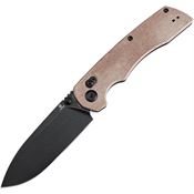 Tenable 1001V5 Kryo Stonewash Drop Point Crossbar Lock Knife Brown Micarta Handles
