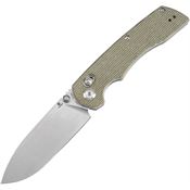 Tenable 1001V6 Kryo Stonewash Drop Point Crossbar Lock Knife Green Micarta Handles