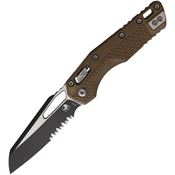 Microtech 210T2PMDE MSI Two-Tone Double Edge Part Serrated Ram-Lok Knife Knife Dark Earth Tri Grip Handles