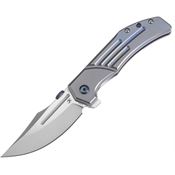 Kansept 1089A1 Orion Satin Clip Point Framelock Knife Blue/Satin Handles