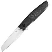 Kansept 1092A5 Cru Stonewash Framelock Knife Black Stonewash/Twill Carbon Fiber Handles