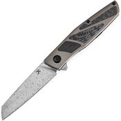 Kansept 1092A4 Cru Damascus Framelock Knife Bronze/Twill Carbon Fiber Handles