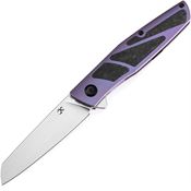 Kansept 1092A2 Cru Stonewash Framelock Knife Purple/Shredded Carbon Fiber Handles