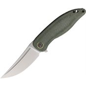 Petrified Fish P06GRMS Simum Satin Curved Linerlock Knife Green Micarta Handles