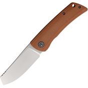 Petrified Fish E05BRMP Flavorist Satin Cleaver Linerlock Knife Brown Micarta Handles