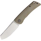 Petrified Fish E05KMP Flavorist Satin Cleaver Linerlock Knife Khaki Micarta Handles
