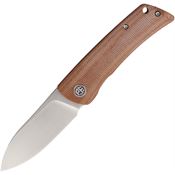 Petrified Fish E05SBRMS Flavorist Satin Spear Point Linerlock Knife Brown Micarta Handles