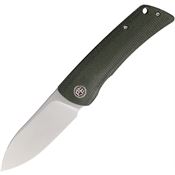 Petrified Fish E05SGRMS Flavorist Satin Spear Point Linerlock Knife Green Micarta Handles