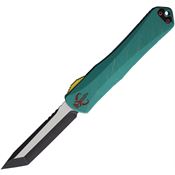 Heretic 03114ABOUNTY Auto Manticore X Two-Tone Tanto OTF Knife Teal Battleworn Handles