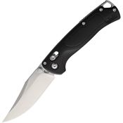 ABKT Tac 1027B Siege Satin D2 Carbon Steel Clip Point Slide Lock Knife Black Handles