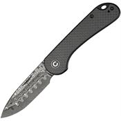 Civivi 18062AJDS1 Elementum Damascus Drop Point Slip Joint Knife Twill Carbon Fiber Handles