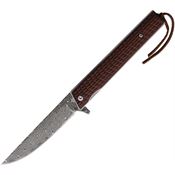 Elk Ridge 2009DM Damascus Linerlock Knife Brown Wood Handles
