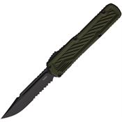 Guardian Tactical 148112 Auto Scout Black Part Serrated Elmax Clip Point OTF Knife OD Green Handles