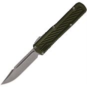 Guardian Tactical 148511 Auto Scout Stonewash Elmax Clip Point OTF Knife OD Green Handles