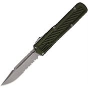 Guardian Tactical 148512 Auto Scout Stonewash Part Serrated Elmax Clip Point OTF Knife OD Green Handles