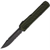 Guardian Tactical 148612 Auto Scout Black Stonewash Part Serrated Elmax Clip Point OTF Knife OD Green Handles