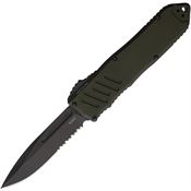 Guardian Tactical 118112 Auto Recon 040 Black Part Serrated Elmax Spear Point OTF Knife OD Green Handles