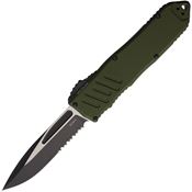 Guardian Tactical 118212 Auto Recon 040 Two-Tone Part Serrated Elmax Spear Point OTF Knife OD Green Handles